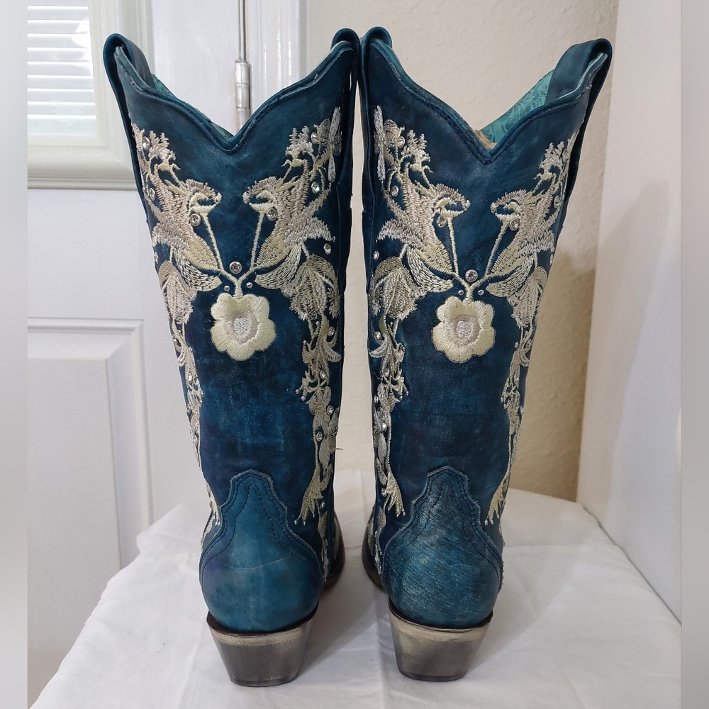 Corral A4361 Women's Navy Floral Embroidered Cowgirl Boots Size 5 - Picture 4 of 16